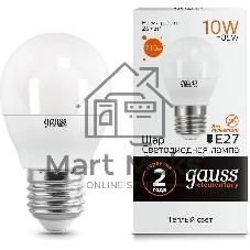 Лампа светодиодная Gauss 53210 LED Elementary Шар 10W E27 880lm 3000K 1/10/100 0