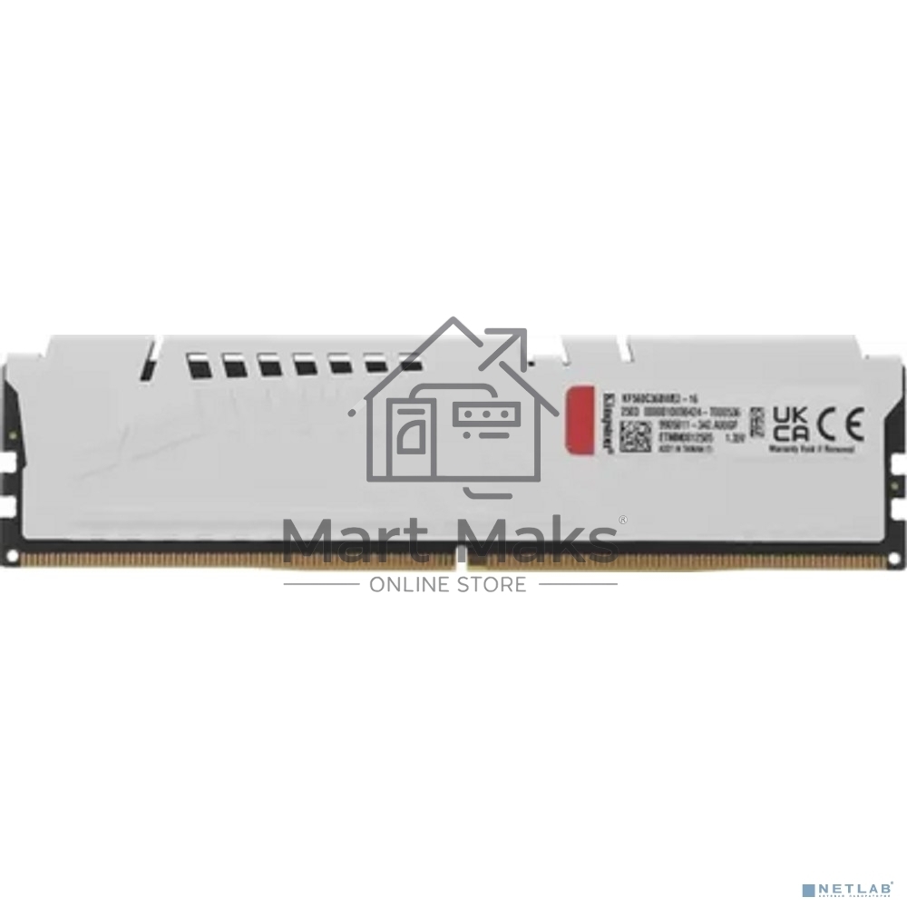 Оперативная память Kingston Fury Beast, DDR5, 16Gb (1x16Gb), 6000MHz, CL36, DIMM, с радиатором, белый