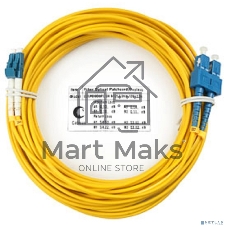 Комм. шнур оптический Cabeus Tight Buffer, Duplex LC/SC, OS2 9/125, LSZH, 20м, Ø 3мм, синий хвостовик, цвет: жёлтый