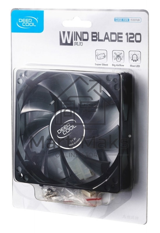 Вентилятор для корпуса DEEPCOOL WIND BLADE 120 черный, 120 мм, 1300 об/мин, 26.6 дБ, 3 pin