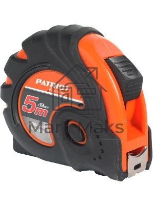 Рулетка PATRIOT MTP-5-01, ширина ленты 19мм, ударопрочный корпус, обрезиненная, 5м