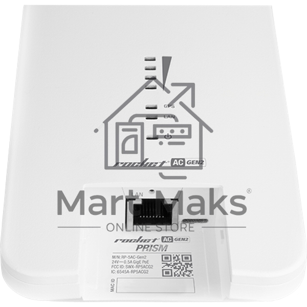 Точка доступа UBIQUITI RP-5AC-Gen2 Rocket 5AC PRISM Gen 2 Радиоустройство 5 ГГц, PtMP/PtP, airMAX ac, 2x RP-SMA, фильтры airPrism, GPS Sync