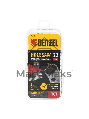 Коронка по металлу твердосплавная, 22 мм Denzel