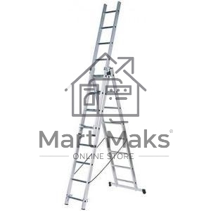 Лестница FIT 65432трехсекционная алюминиевая 3х7 ступеней h=202/339/476см вес 9.16кг