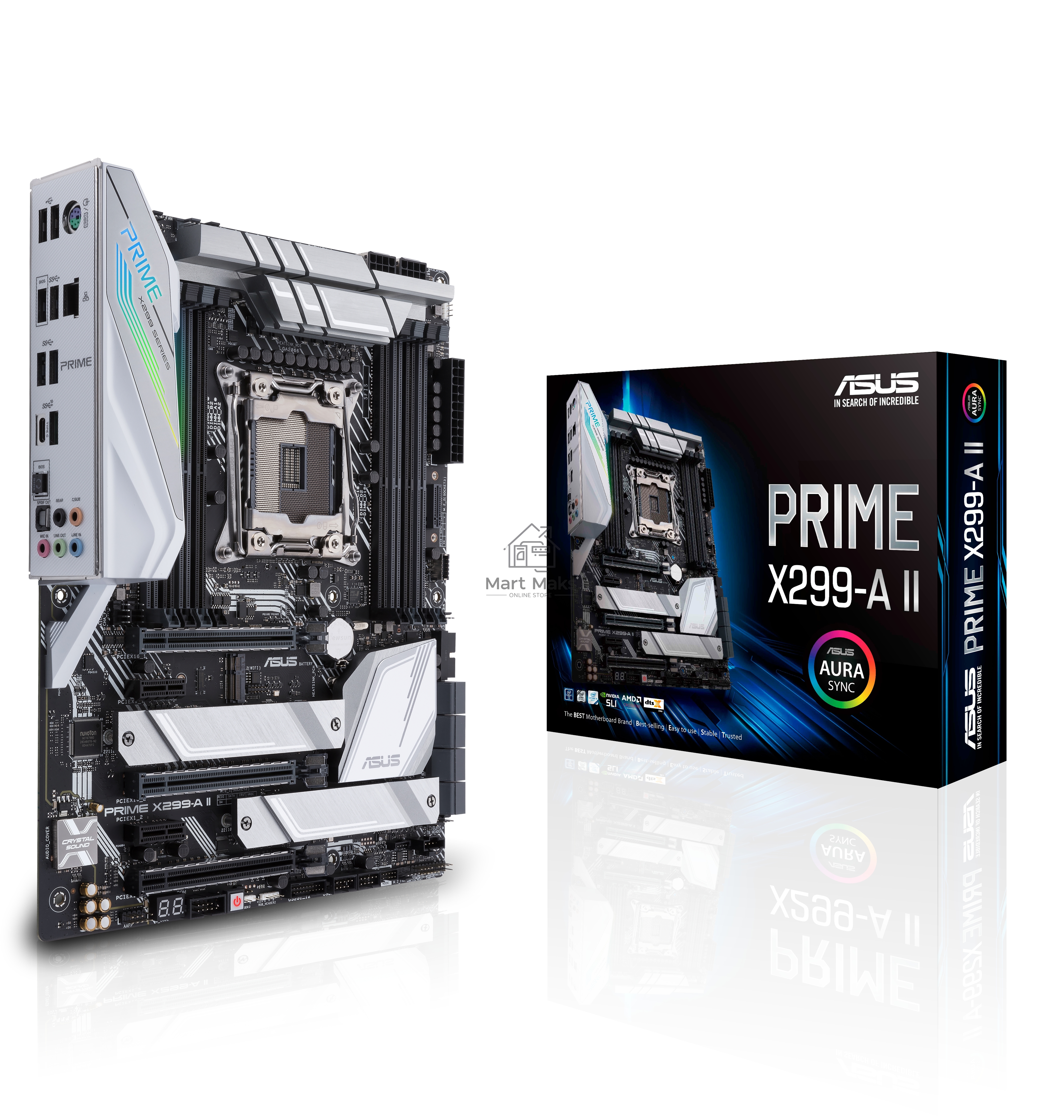 Материнская плата ASUS PRIME X299-A II, LGA 2066, Intel X299, 8xDDR4, 8xSATA, 3xM.2, 1xPCIe 3.0 x8, 2xPCIe 3.0 x16, 2xPCIe x1, 1x 1Gb LAN, 1xUSB 3.2 Gen 2, 2xUSB 3.2 Gen 1, 2xUSB 2.0, 5x3.5 мм, 7.1, ATX