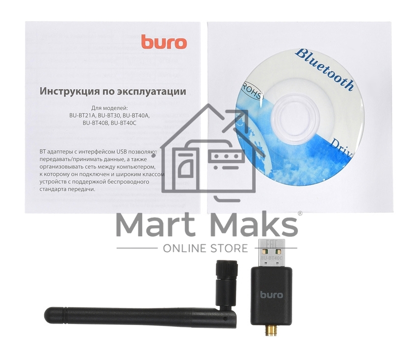Адаптер USB Buro BU-BT40С Bluetooth 4.0+EDR class 1 100м черный