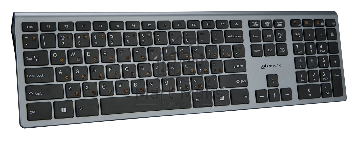 Клавиатура Oklick 890S серый USB беспроводная slim