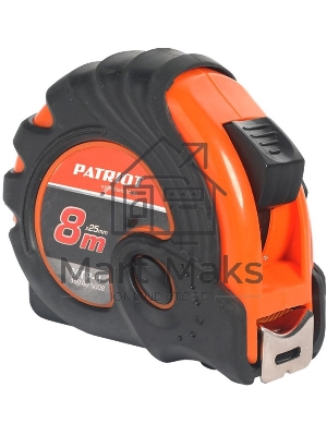 Рулетка PATRIOT MTP-8, ударопрочный корпус, обрезиненная, 8м