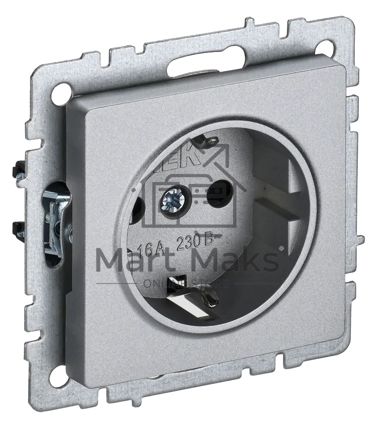 Розетка BRITE РС11-1-0-БрА 16А с заземл. без защ. шторки алюм. IEK BR-R11-16-K47