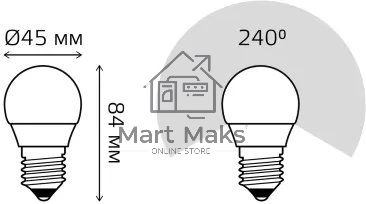 Светодиодная лампа GAUSS 53210 LED Elementary Шар 10W E27 880lm 3000K 1/10/100 0