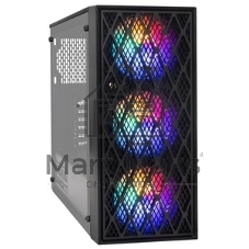Компьютерный корпус Miditower ExeGate EVO-8243-NPX700 (ATX, БП 700NPX с вент 12 см, 2хUSB+1хUSB 3.0, черный, 3 вент. с RGb подсветкой, боковая панель - закаленное стекло)