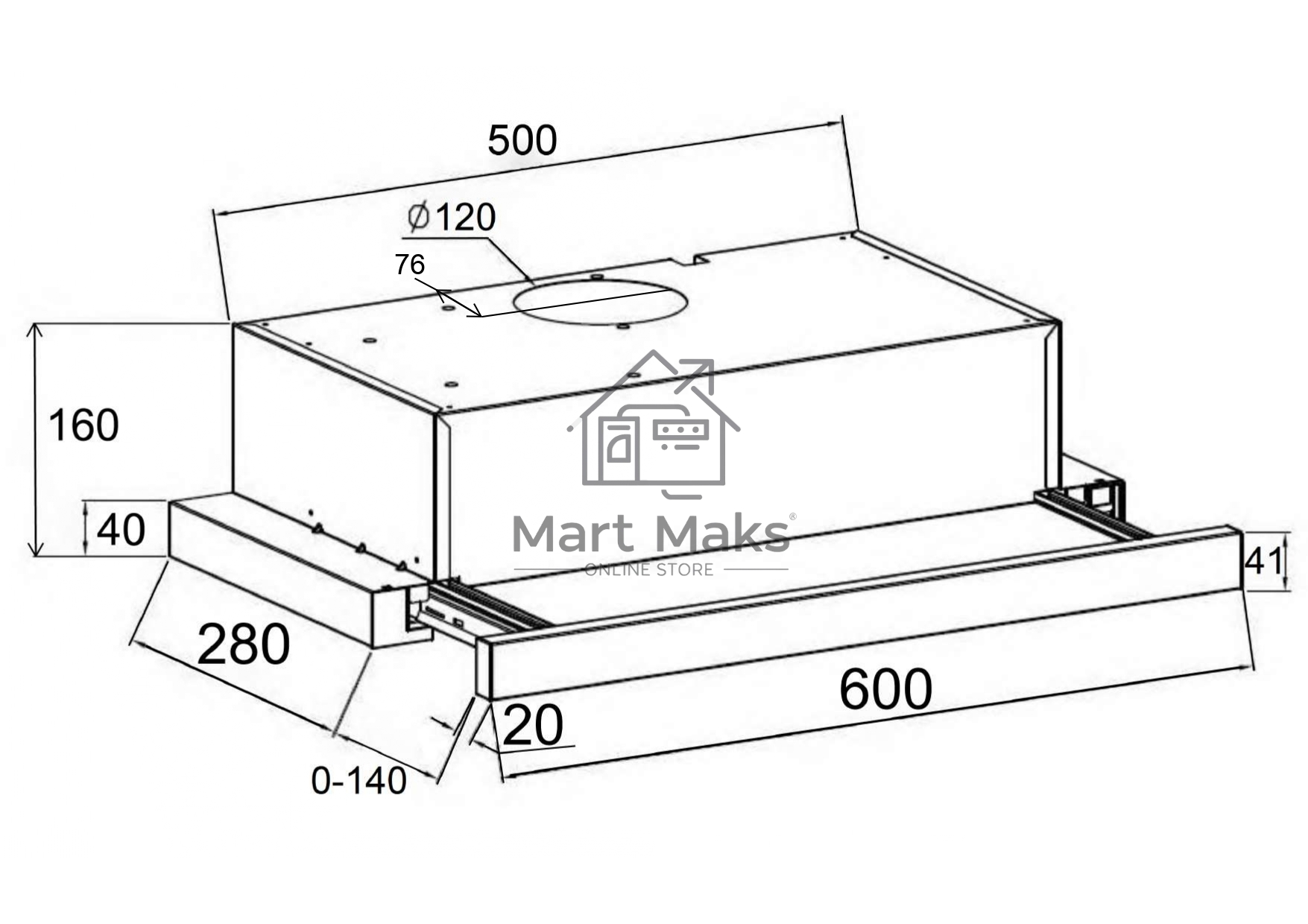 Вытяжка телескопическая LEX HUBBLE 600 черная, 60 см, 650 куб. м/ч, 48 дБ