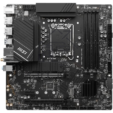 Материнская плата MSI PRO B760M-A WIFI DDR4, LGA 1700, Intel B760, 4xDDR4, 4xSATA, 2xM.2, 1xPCI-E 4.0 x16, 1xPCI-E 4.0 x4, 1xPCI-E x1, 2xHDMI, 2xDP, 1x 2.5Gb LAN, 2xUSB-A 2.0, 2xUSB-A 3.2 Gen 1, 2xUSB-A 3.2 Gen 2, 3x3.5 мм, 7.1, Micro-ATX