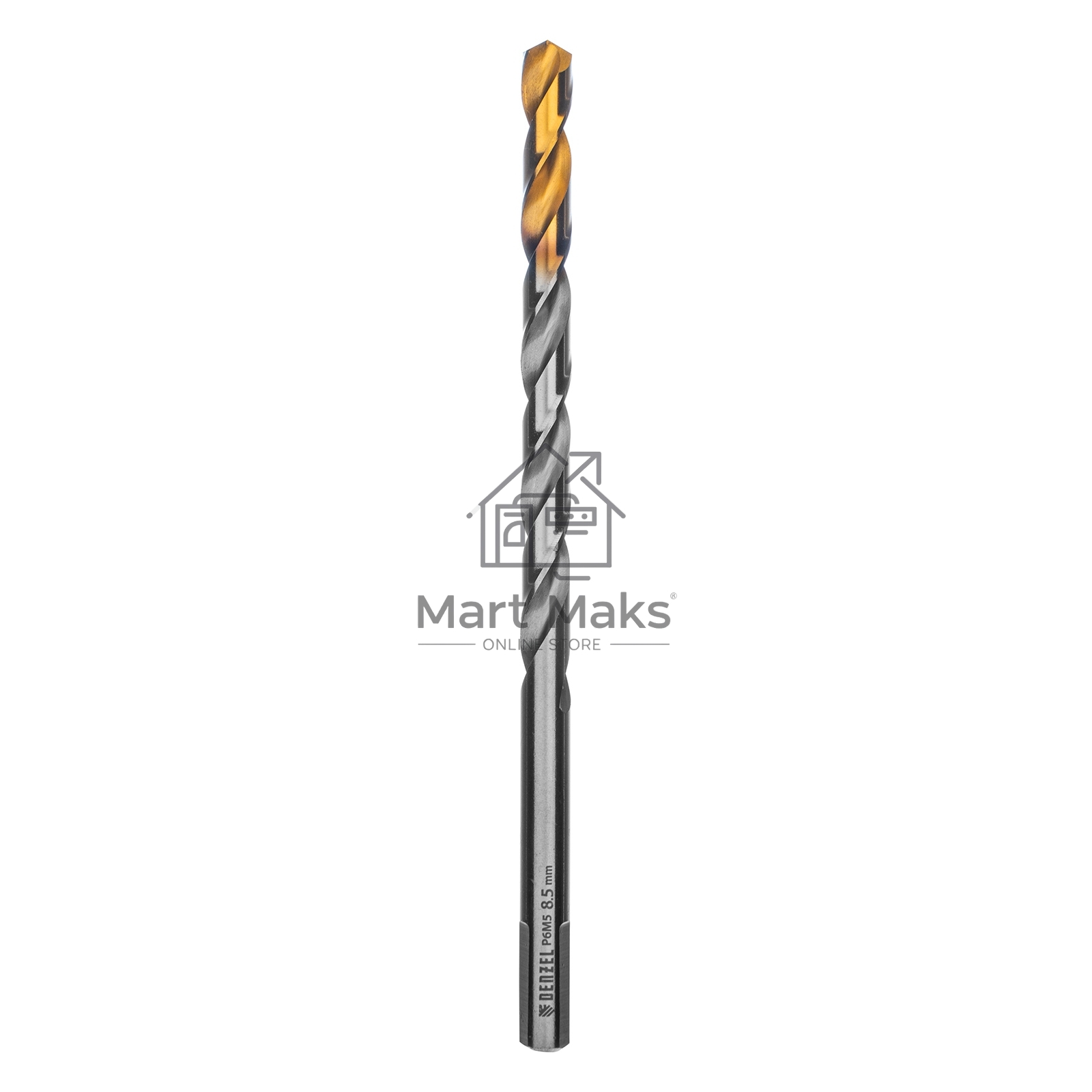 Сверло спиральное по металлу 8,5 х 165 мм, Р6М5, Golden Tip, удлиненное Denzel