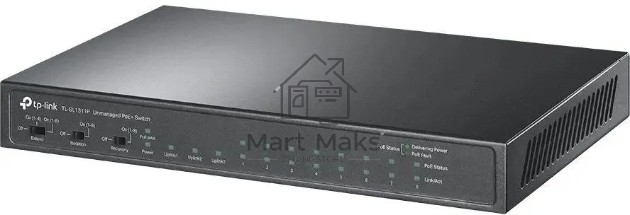 Коммутатор TP-Link 8-port 10/100Mbps Unmanaged PoE switch, 2 Gb RJ45 + 1 Gb SFP uplinks, PoE budget up to 124W