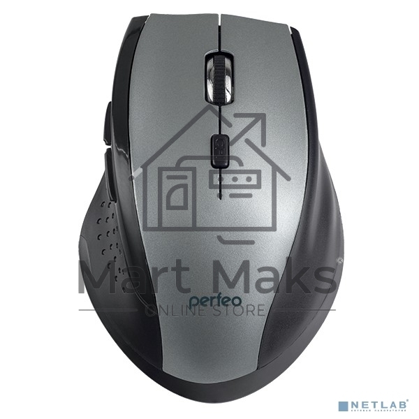 Мышь беспроводная Perfeo DAILY серый металлик, 1600 dpi, радиоканал, USB, кнопки - 6