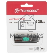 Флешка USB Transcend JetFlash 790C (TS128GJF790C), 128Gb, USB 3.2, R/W 90/60, черный/зеленый