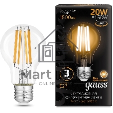 Лампа светодиодная Gauss Filament 102902120 20Вт цок.:E27 груша 220B св.свеч.бел.теп. (упак.:10шт)