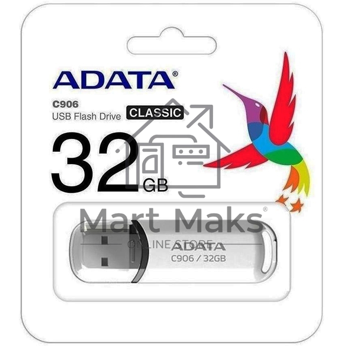 Флешка USB R/W ADATA R/W Flash Drive 32Gb C906 AC906-32G-RWH USB2.0, White