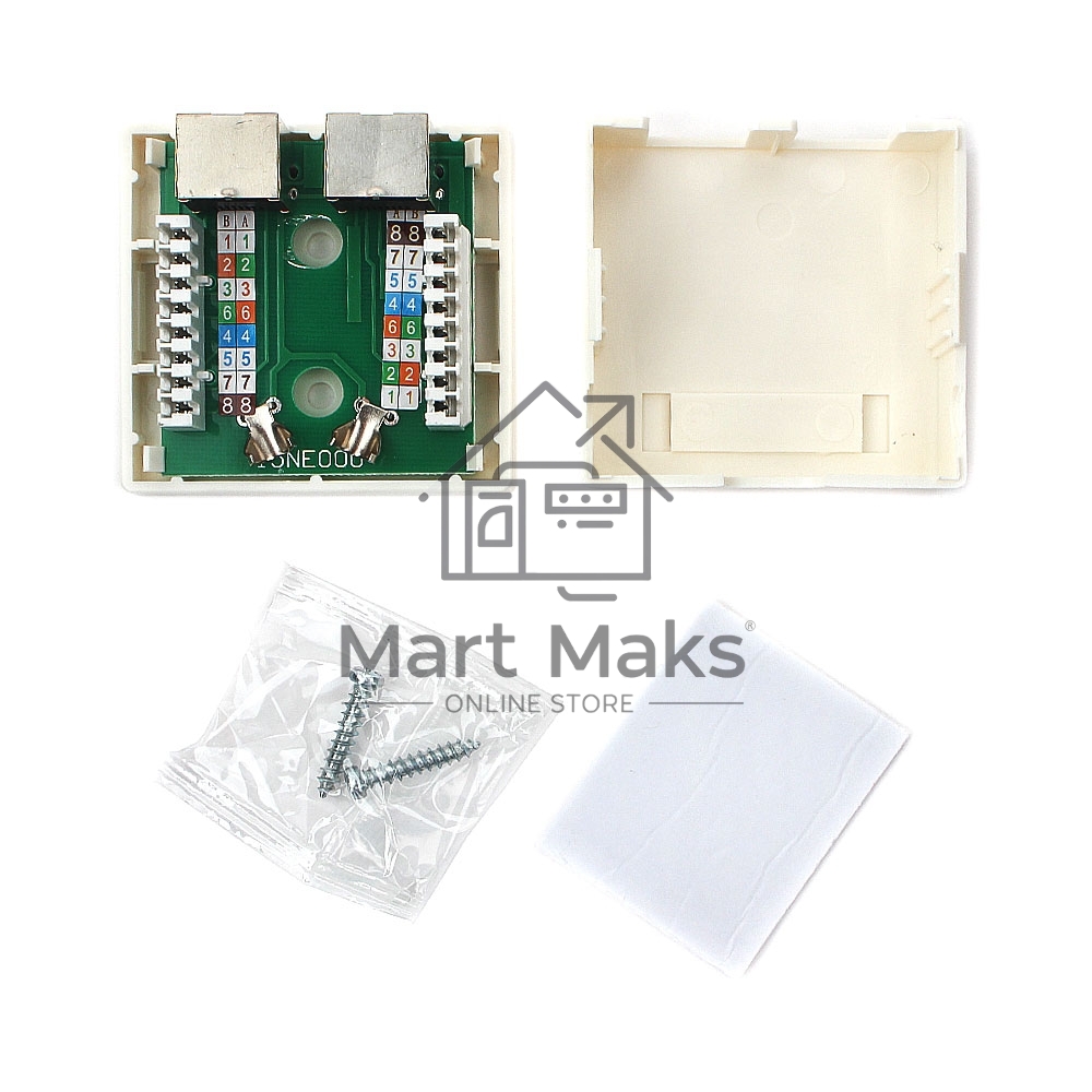 Монтажное оборудование Розетка GEMBIRD NAS214 RJ-45 кат.STP 5e внешняя экранированная 2 порта, 110&Krone