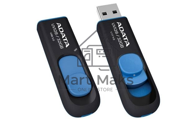 Флешка USB ADATA UV128 (AUV128-64G-RBE), 64Gb, USB 3.0, R/W 100/30, черный/синий