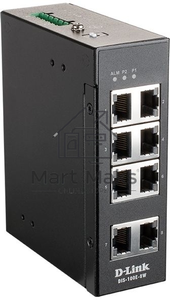 Коммутатор D-Link DIS-100E-8W/A1A, L2 Unmanaged Industrial Switch with 8 10/100Base-TX ports.1K Mac address, 802.3x Flow Control, Stand-alone, Auto MDI/MDI-X for each port, D-link Green technology, Metal case,