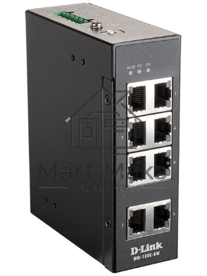 Коммутатор D-Link DIS-100E-8W/A1A, L2 Unmanaged Industrial Switch with 8 10/100Base-TX ports.1K Mac address, 802.3x Flow Control, Stand-alone, Auto MDI/MDI-X for each port, D-link Green technology, Metal case,