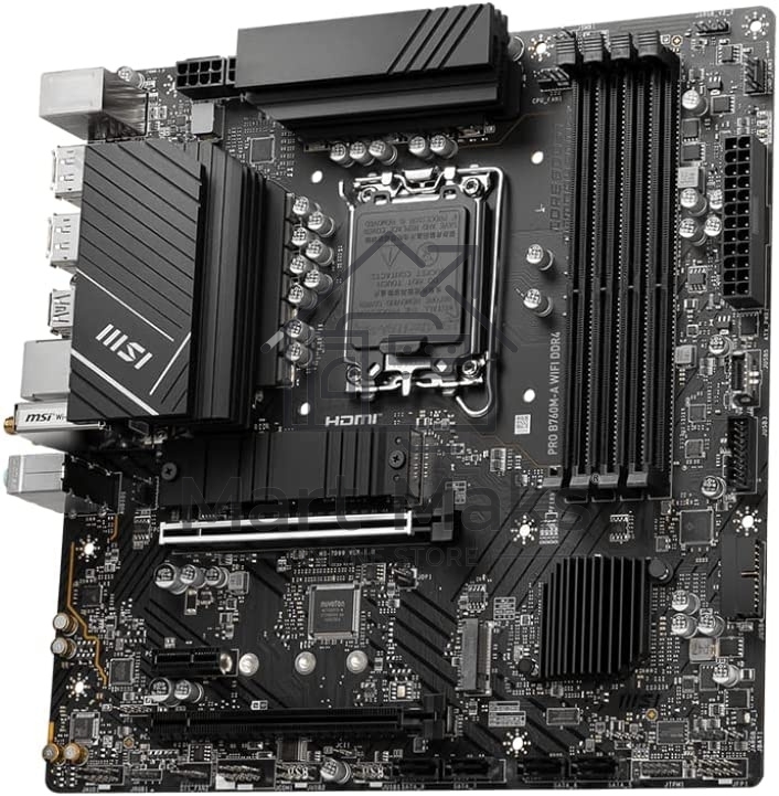 Материнская плата MSI PRO B760M-A WIFI DDR4, LGA 1700, Intel B760, 4xDDR4, 4xSATA, 2xM.2, 1xPCI-E 4.0 x16, 1xPCI-E 4.0 x4, 1xPCI-E x1, 2xHDMI, 2xDP, 1x 2.5Gb LAN, 2xUSB-A 2.0, 2xUSB-A 3.2 Gen 1, 2xUSB-A 3.2 Gen 2, 3x3.5 мм, 7.1, Micro-ATX