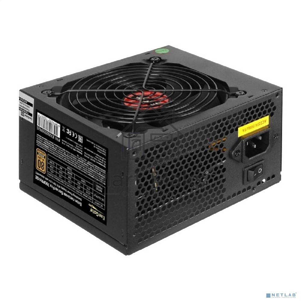 Серверный блок питания700W ExeGate EX292205RUS ServerPRO 80 PLUS Bronze, 700PPH-SE (ATX, for 3U+ cases, APFC, КПД 89% (80 PLUS Bronze), 12cm fan, 24pin, 2x(4+4)p, 4xPCI-E, 6xSATA, 3xIDE, box, black)