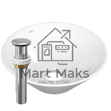 Раковина чаша накладная круглая BAU Dream D43, белая + выпуск клик-клак, хром
