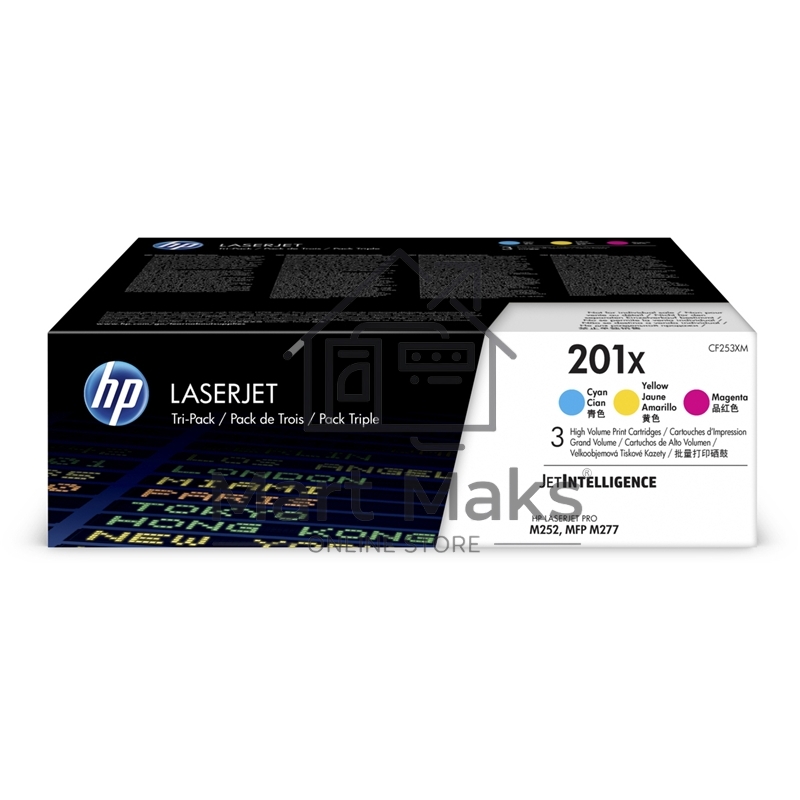 Картридж лазерный комплект HP 210X голубой/пурпурный/желтый (CF253XM) увеличенной емкости