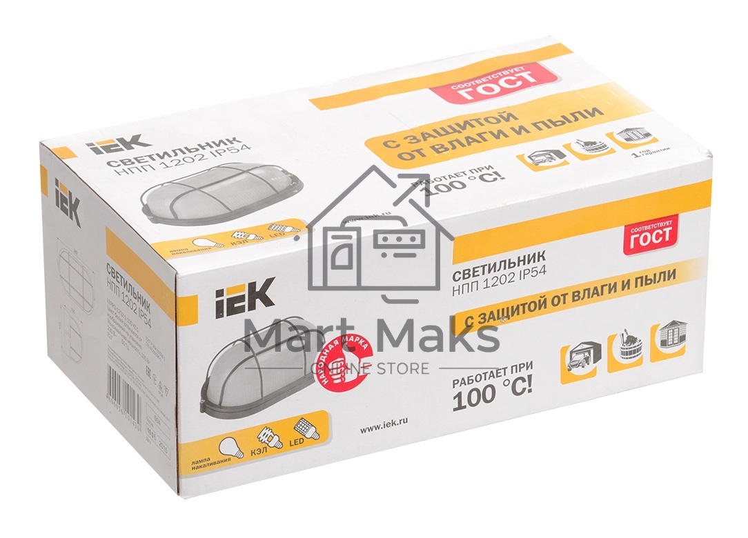 Светильник Iek LNPP0-1202-1-100-K01 НПП1202 белый/овал с реш. 100Вт IP54 ИЭК