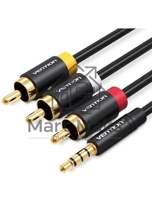 Кабель Vention аудио Jack 3,5 мм M/3RCA M - 1.5м Черный