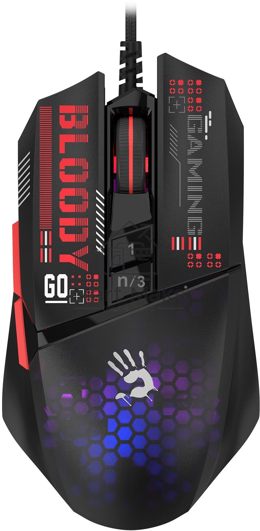 Мышь проводная A4Tech Bloody W60 Max Mini черный, 12000 dpi, USB, кнопки - 9
