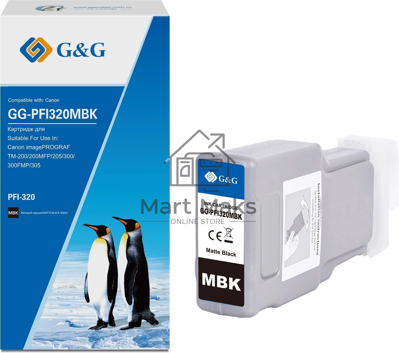 Картридж струйный G&G GG-PFI320MBK (PFI-320MBK) черный матовый (300 мл) для Canon imagePROGRAF TM-200/200MFP/205/300/300MFP/305