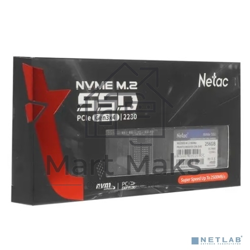 Накопитель SSD Netac NV2000, 256GB, PCIe 3.0 x4, M.2 2280, NVMe, R/W 2500/1000