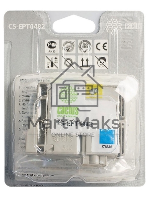 Картридж струйный Cactus CS-EPT0482 голубой (14.4 мл) для Epson Stylus Photo R200/R220/R300/R320/R340/RX500/RX600/RX620/RX640