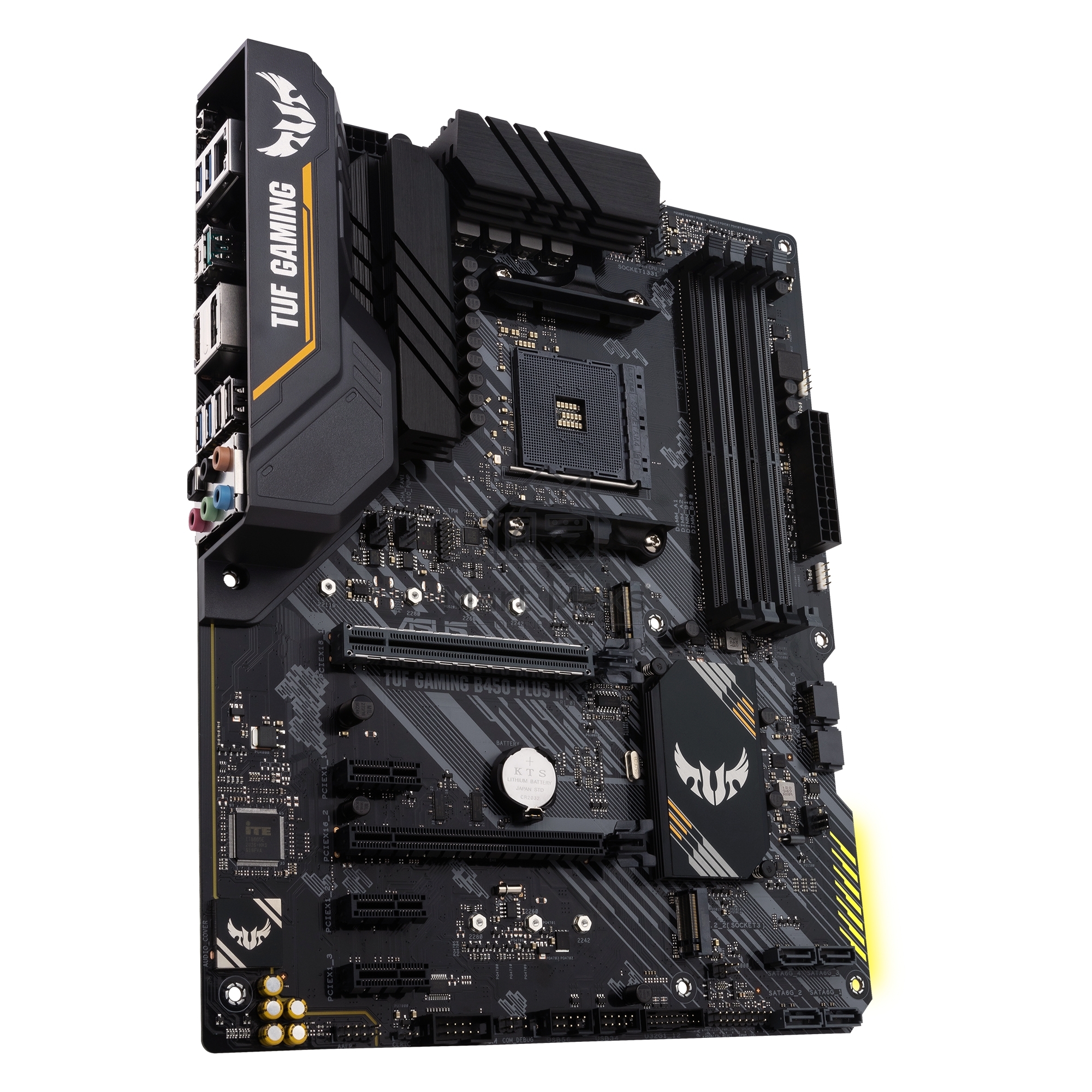 Материнская плата ASUS TUF GAMING B450-PLUS II, AM4, AMD B450, 4xDDR4, 6xSATA, 2xM.2, 1xPCI-E 3.0 x16, 1xPCI-E 2.0 x16, 3xPCI-E x1, 1xHDMI, 1xDP, 1x 1Gb LAN, 4xUSB 3.2 Gen 1, 1xUSB 3.2 Gen 2, 1xUSB-C 3.2 Gen 2, 5x3.5 мм, 7.1, ATX