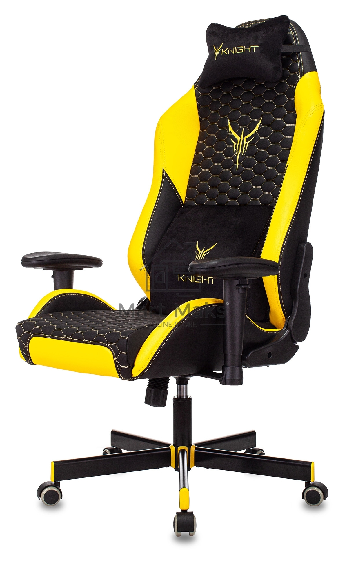 Кресло игровое Knight Neon черный/желтый соты эко.кожа с подголов. крестовина металл