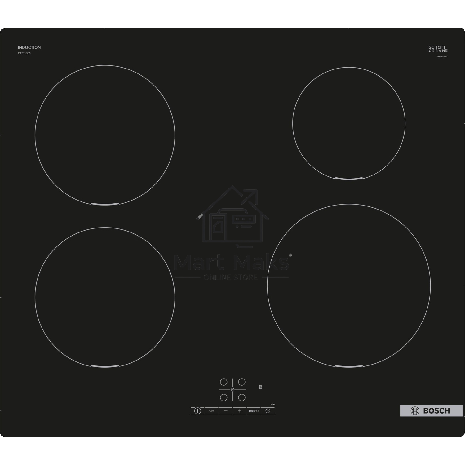 Индукционная варочная панель Bosch Serie 4 PUE611BB5E, индукционные, независимая, черный