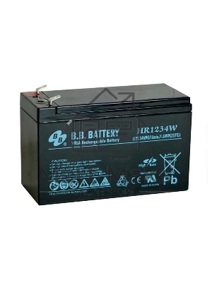 Батарея B.B. Battery серия HR, HR1234W, напряжение 12В, емкость 9А·ч (разряд 20 часов), емкость 7А·ч (разряд 10 часов), макс. ток разряда (5 сек.) 105А, макс. ток заряда 2.1A, свинцово-кислотная типа AGM, клеммы Т2, ДxШxВ 151x65x100мм., вес 2.5кг., срок с
