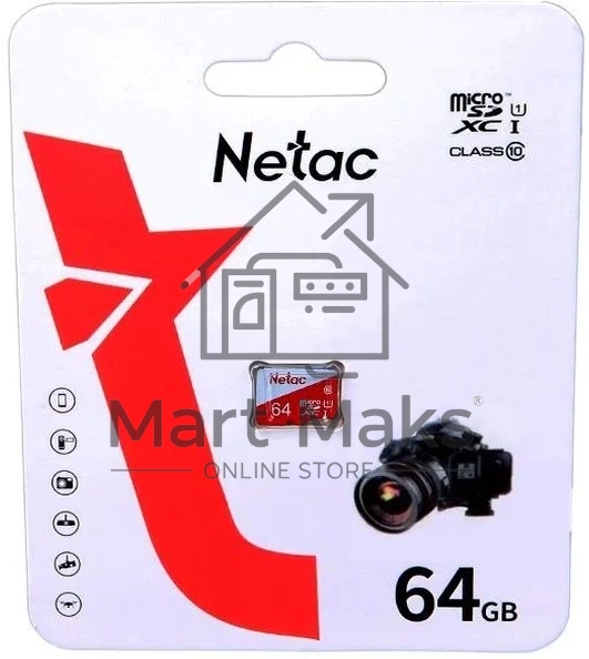 Карта памяти Netac P500 ECO 64GB MicroSDXC U1/C10 up to 80MB/s, retail pack card only