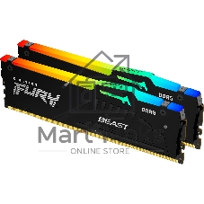 Оперативная память Kingston Fury Beast RGb, DDR5, 32Gb (2x16 Gb), 6000 MHz, CL30, радиатор, RGb, черный