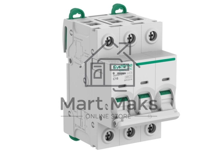 Автоматический выключатель Systeme Electric S9F22316 Systeme9 C 16A 3P 6kA 400В