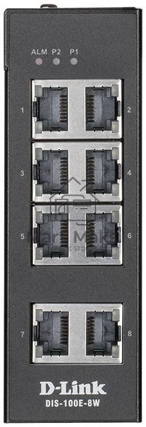 Коммутатор D-Link DIS-100E-8W/A1A, L2 Unmanaged Industrial Switch with 8 10/100Base-TX ports.1K Mac address, 802.3x Flow Control, Stand-alone, Auto MDI/MDI-X for each port, D-link Green technology, Metal case,