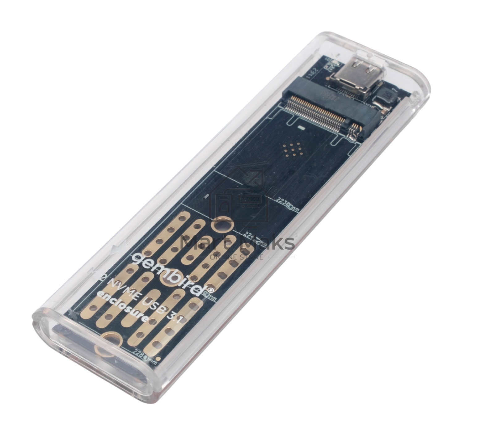 Внешний корпус Gembird EEM2-NVME-2 USB 3.1 для M2 NVME порт Type-С, пластик, прозрачный