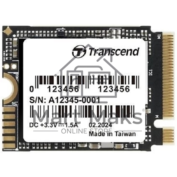 Накопитель SSD Transcend SSD MTE310S, 512GB, M.2(22x30mm), NVMe, PCIe 4x4, 3D TLC, R/W 3300/1700 MB/s, IOPs 330 000/690 000, TBW 300, DWPD 0.33, DRAM-less (5 лет)