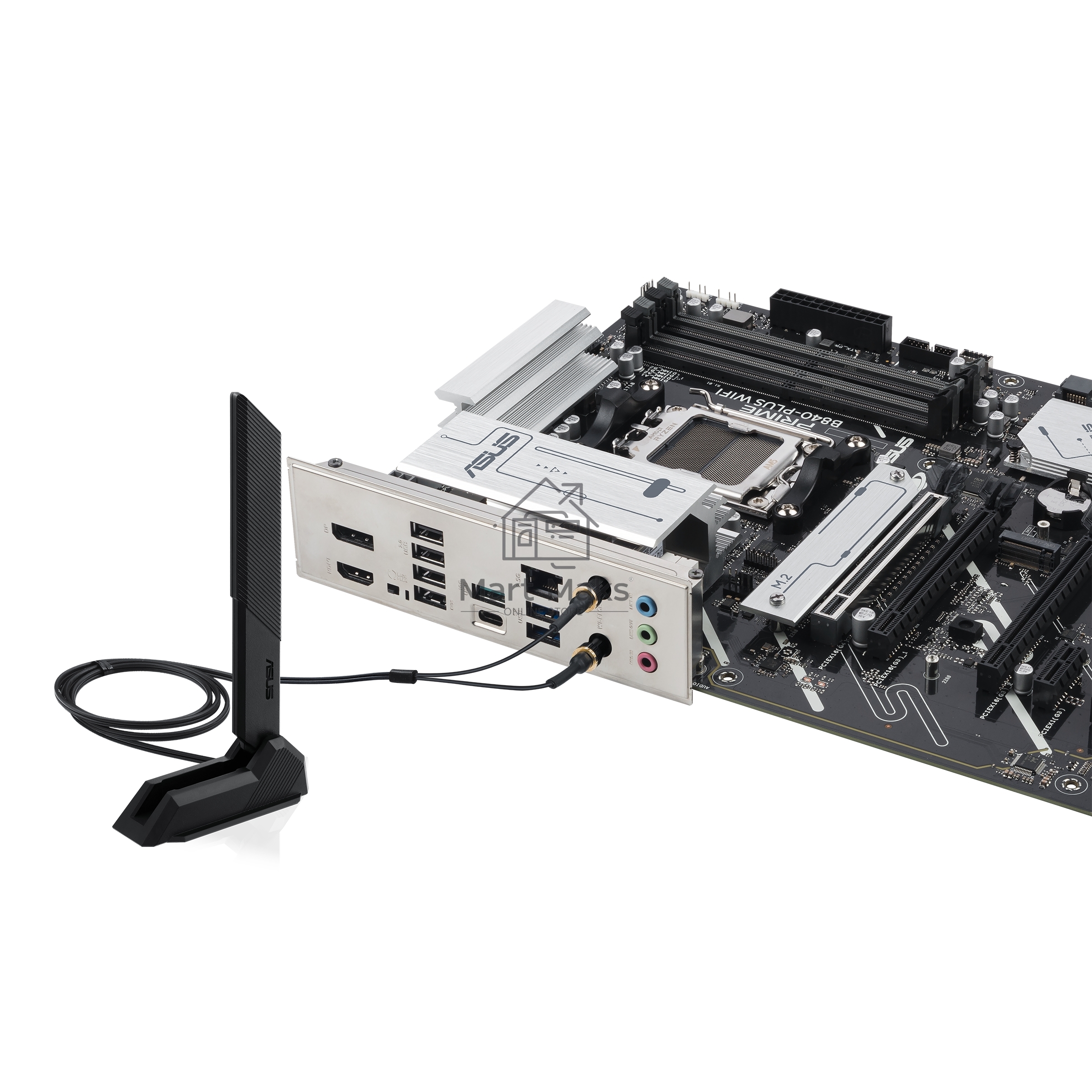 Материнская плата ASUS PRIME B840-PLUS WIFI, AM5, AMD B840, 4xDDR5, 4xSATA, 3xM.2, 1xPCIe 4.0 x16, 1xPCIe 3.0 x16, 2xPCIe 3.0 x16, 1xPCIe 3.0 x1, 1xDP, 1xHDMI, 1x 2.5Gb LAN, 8xUSB-A, 3x3.5 мм, 7.1, ATX