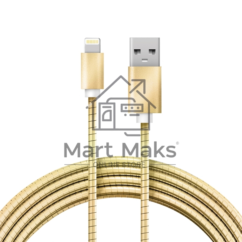 Кабель USB-A – Lightning для Apple, 2,4А, 1м, в золотой металлической оплетке Rexant