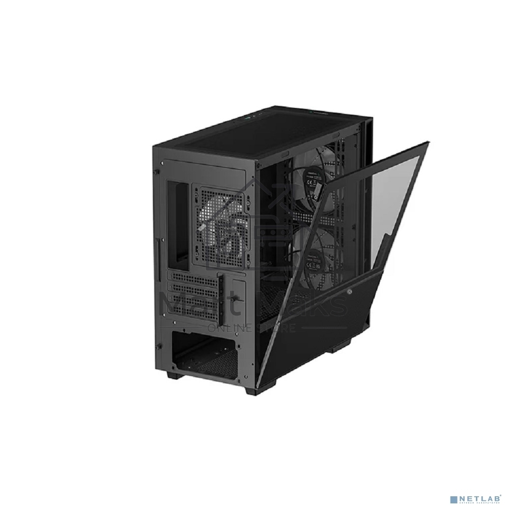 Компьютерный корпус Deepcool CH360 без БП, боковое окно (закаленное стекло), 2x140мм ARGB LED вентилятор спереди и 1x120мм ARGB LED вентилятор сзади, черный, mATX